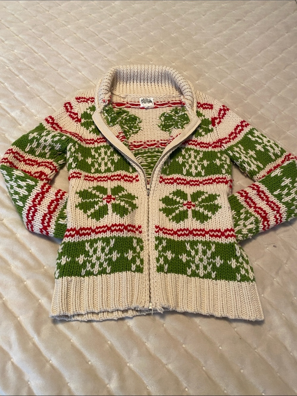 Vintage wool Zip up Cardigan ladies size S